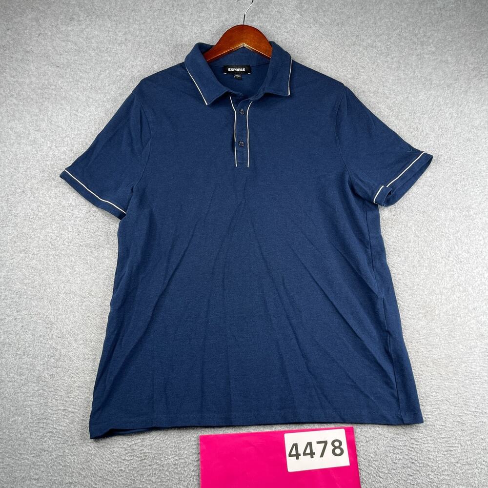 Express Navy Blue Casual Classic Polo Shirt Mens Large